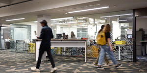 Exterior view of Makerspace inside Hayden Library on the ASU Tempe campus.