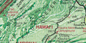 A portion of the southern portion of the Island, centered on the Kaʻū Desert.