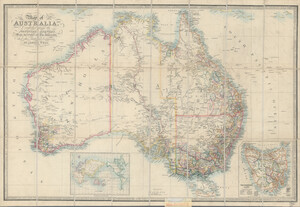 A colourful map of Australia showing its internal political divisions as they were in the late 1870s.