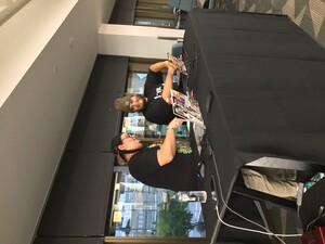 Photo of Deejays HZO and Acro performing their set at the Lofi Study Session in Labriola's newly renovated space.